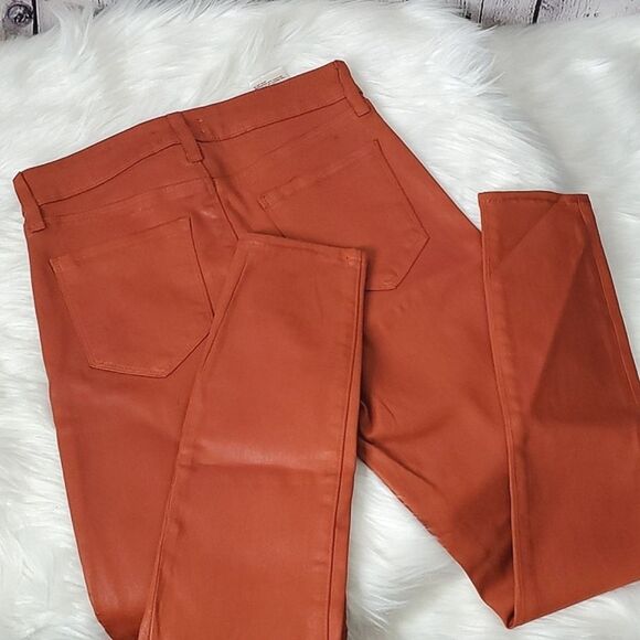 L'agence Margot Coated Denim Cropped Skinny Jeans Rust Brown Sz 25 - Picture 10 of 11